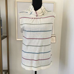 Vintage Dead Stock Helen Kay for Lucky Tops Sleeveless Stripe Cowl Neck Top Sz L